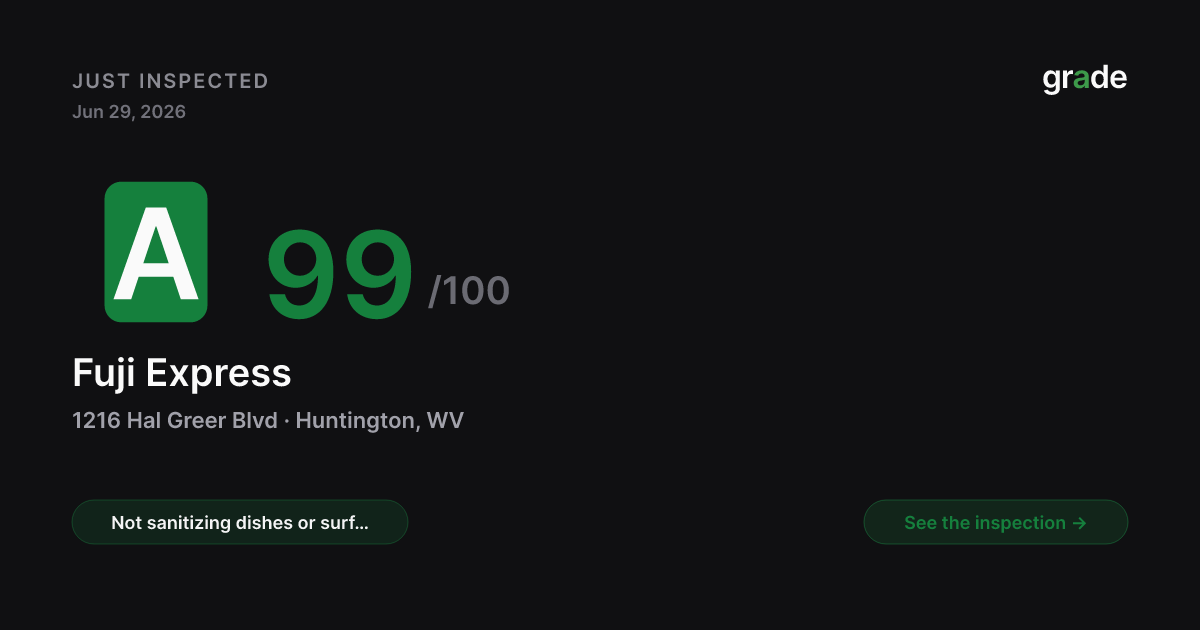 Fuji Express health score — Huntington, WV | grade.food