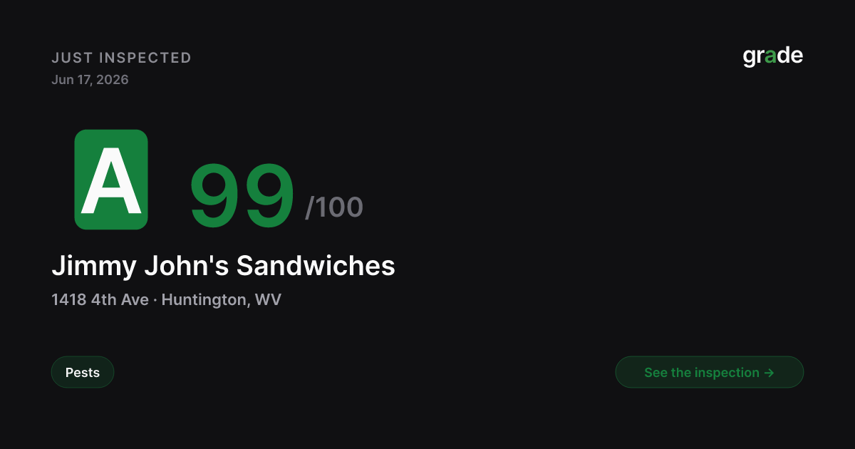Jimmy John's Sandwiches health score — Huntington, WV | grade.food