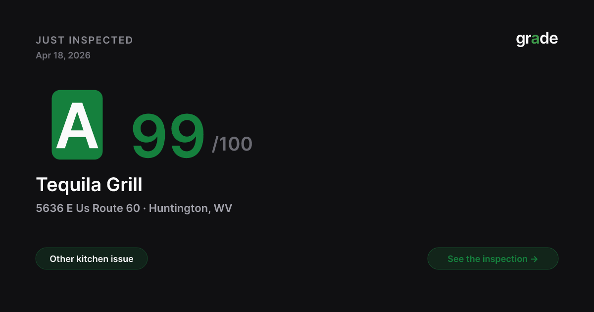 Tequila Grill health score — Huntington, WV | grade.food