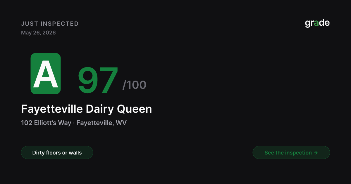 Fayetteville Dairy Queen health score — Fayetteville, WV | grade.food