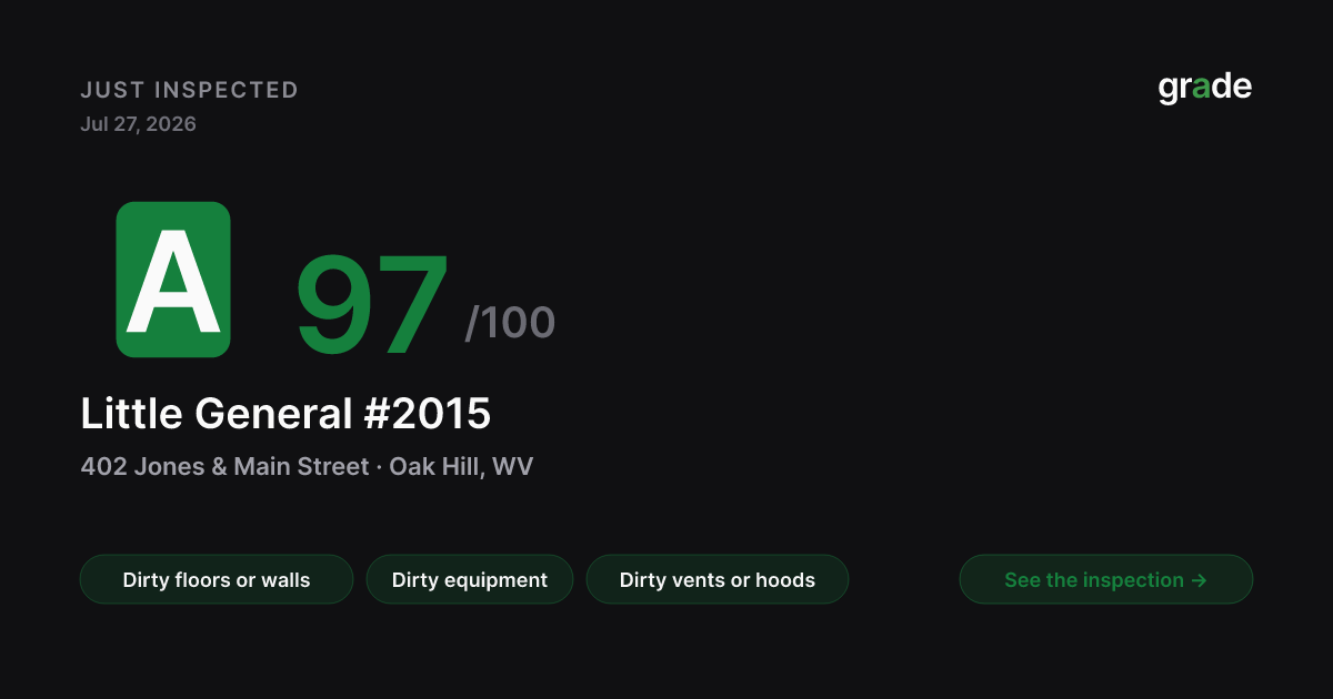 Little General #2015 health score — Oak Hill, WV | grade.food
