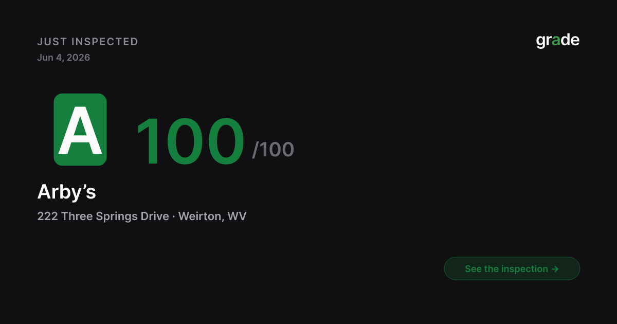 Arby’s health score — Weirton, WV | grade.food
