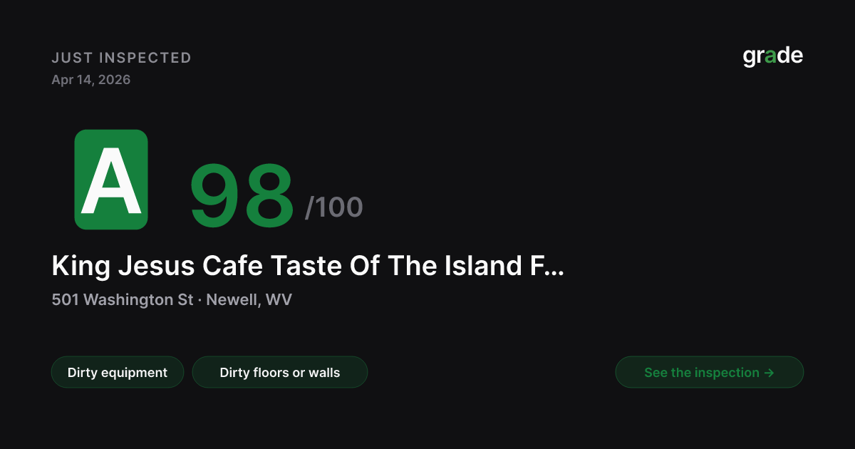 King Jesus Cafe Taste Of The Island Food health score — Newell, WV | grade.food