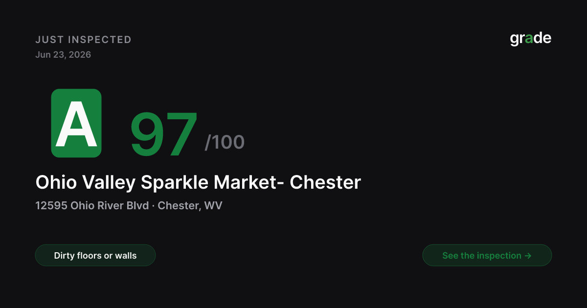 Ohio Valley Sparkle Market- Chester health score — Chester, WV | grade.food