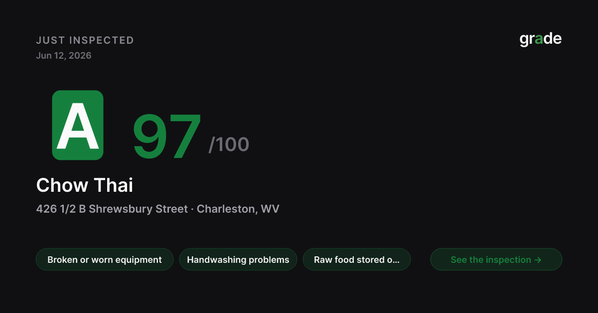 Chow Thai health score — Charleston, WV | grade.food