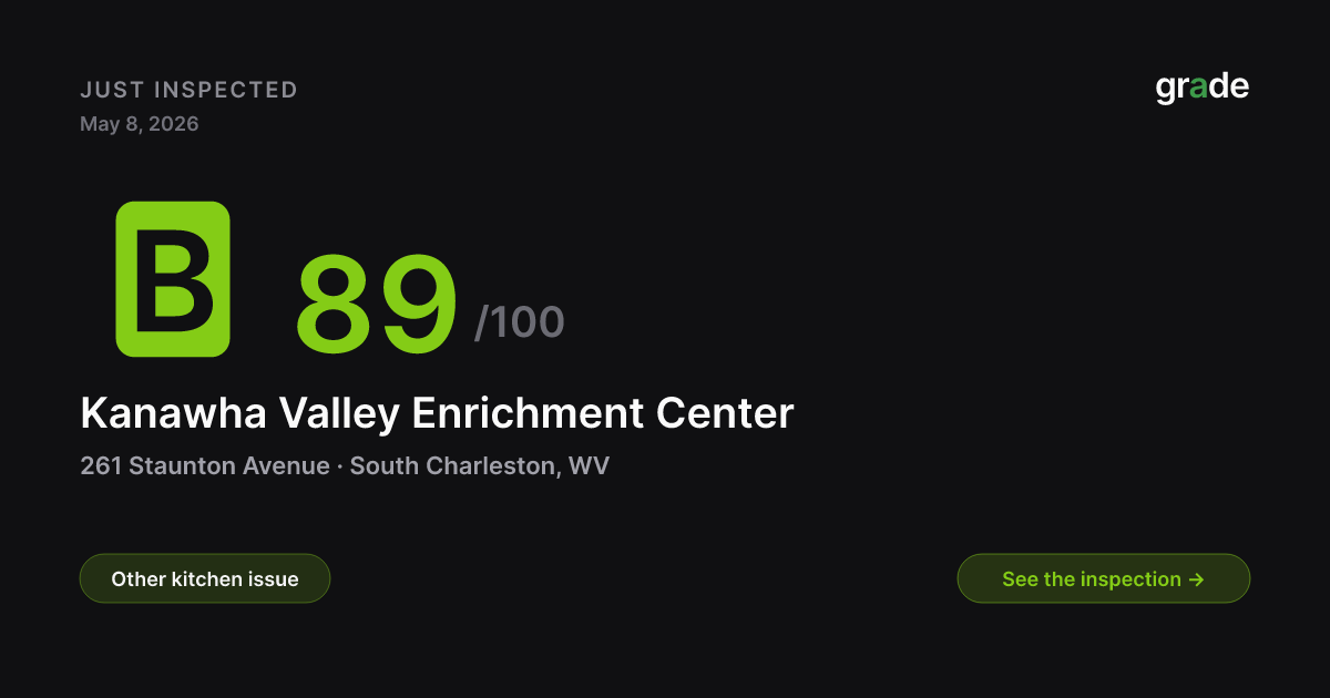 Kanawha Valley Enrichment Center health score — South Charleston, WV | grade.food