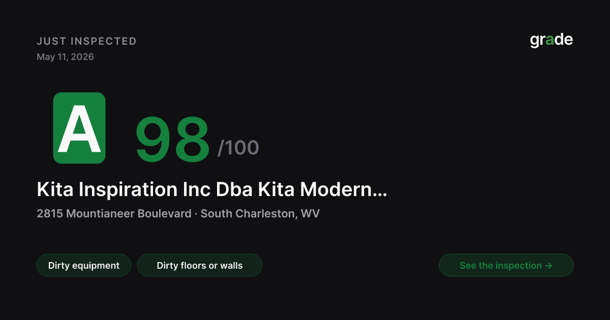 Kita Inspiration Inc Dba Kita Modern Japanese health score — South Charleston, WV | grade.food