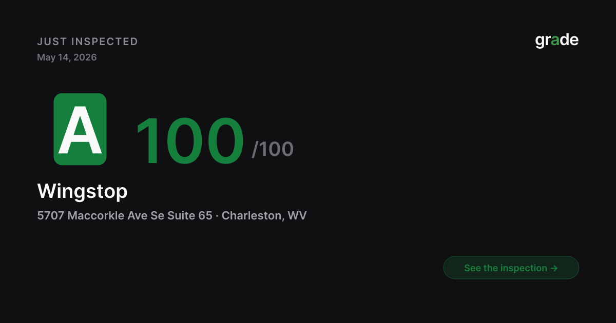 Wingstop health score — Charleston, WV | grade.food