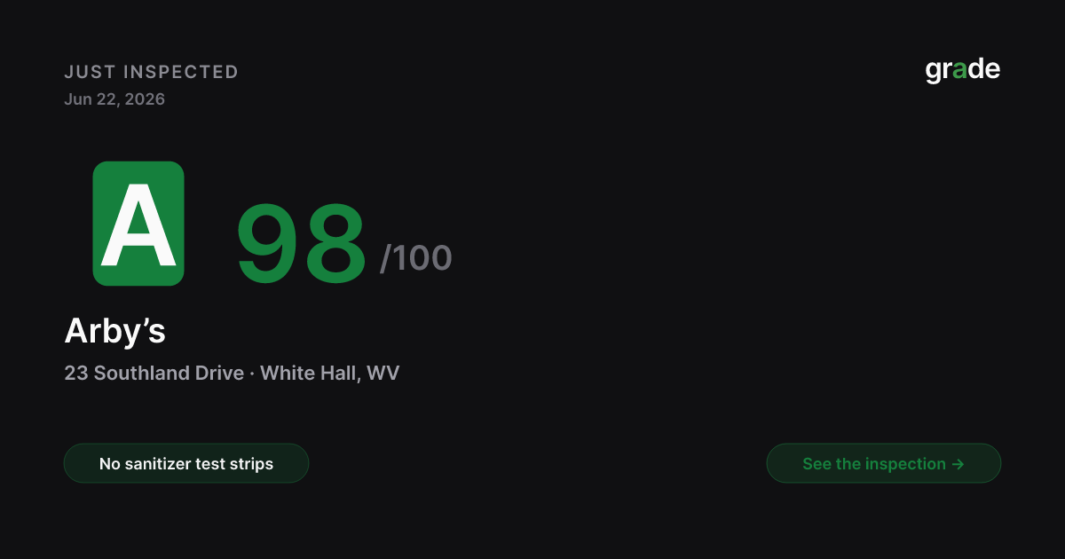 Arby’s health score — White Hall, WV | grade.food