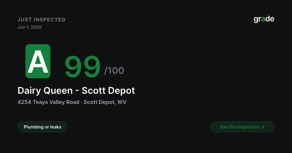 Dairy Queen - Scott Depot health score — Scott Depot, WV | grade.food