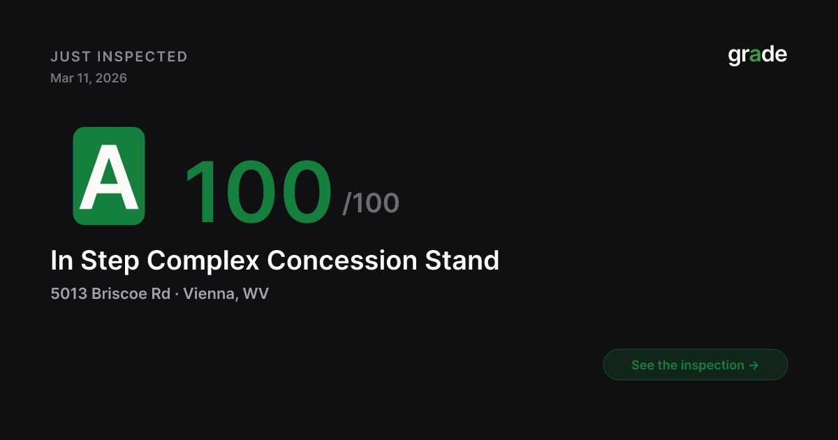 In Step Complex Concession Stand health score — Vienna, WV | grade.food